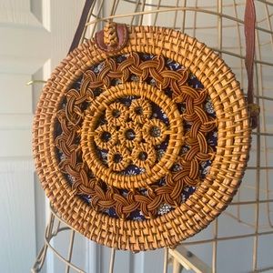 SOLD Handmade Round Ratan Bag Braided Details